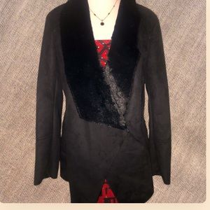Beautiful Lucky Brand suede faux fur drape jacket